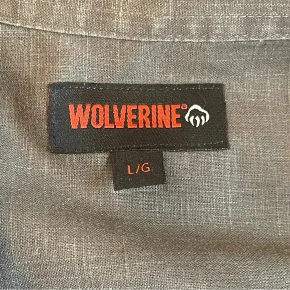 Wolverine Men’s Gray Button Up Long Sleeved Work Shirt Large Pockets Outdoor - Picture 8 of 11